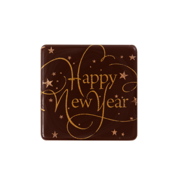 Happy New Year Plaque Dark 3.8 x 3.8cm (120 pcs)