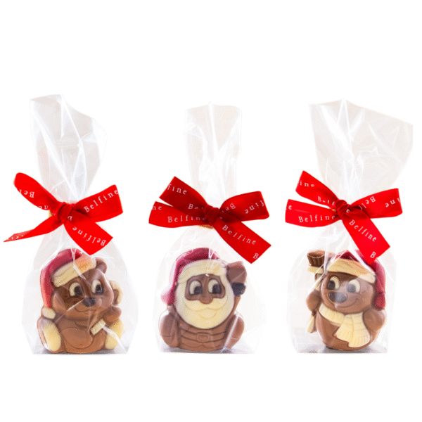 Milk Chocolate Snowman, Santa & Bear In Cello Bag 25g (24 ea)